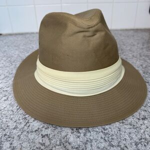 Dorfman Pacific Co. | Men’s Tan Fedora Hat with Cream Fabric Hat Band, Size OS